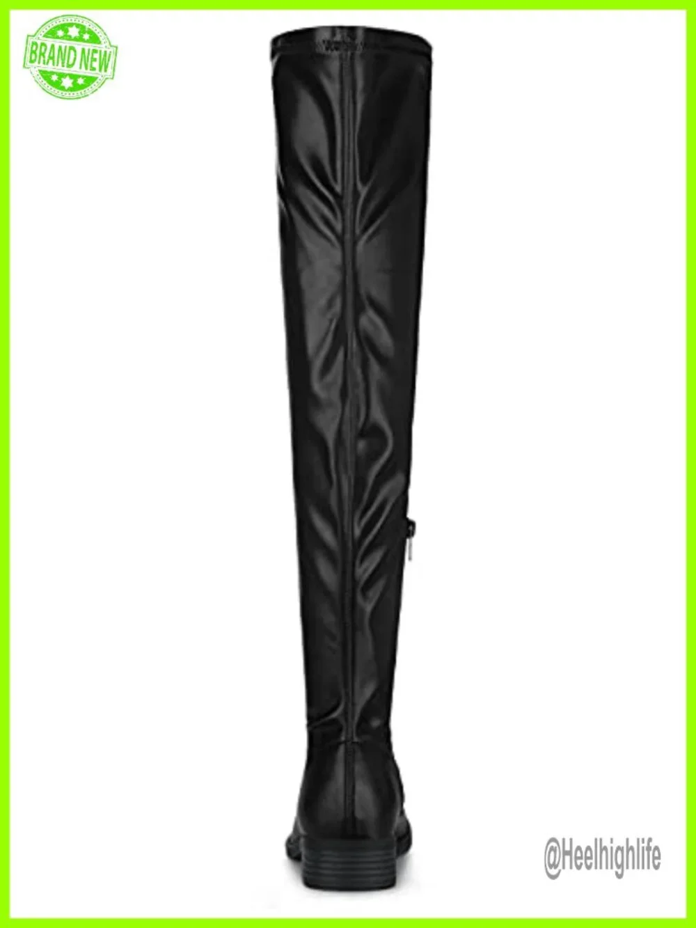 Faux Leather Over the Knee Boots Block Heel Zip Closure